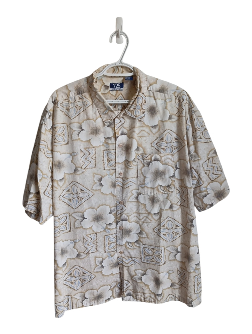 Vintage Y2K 725 Original Beige Floral Hawaiian Shirt Grandpacore Cottagecore  XL